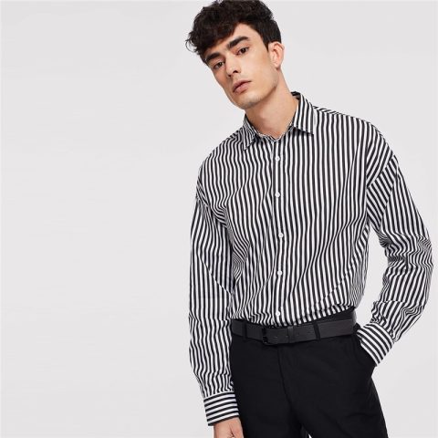 Men Black And White Minimalist Shirt