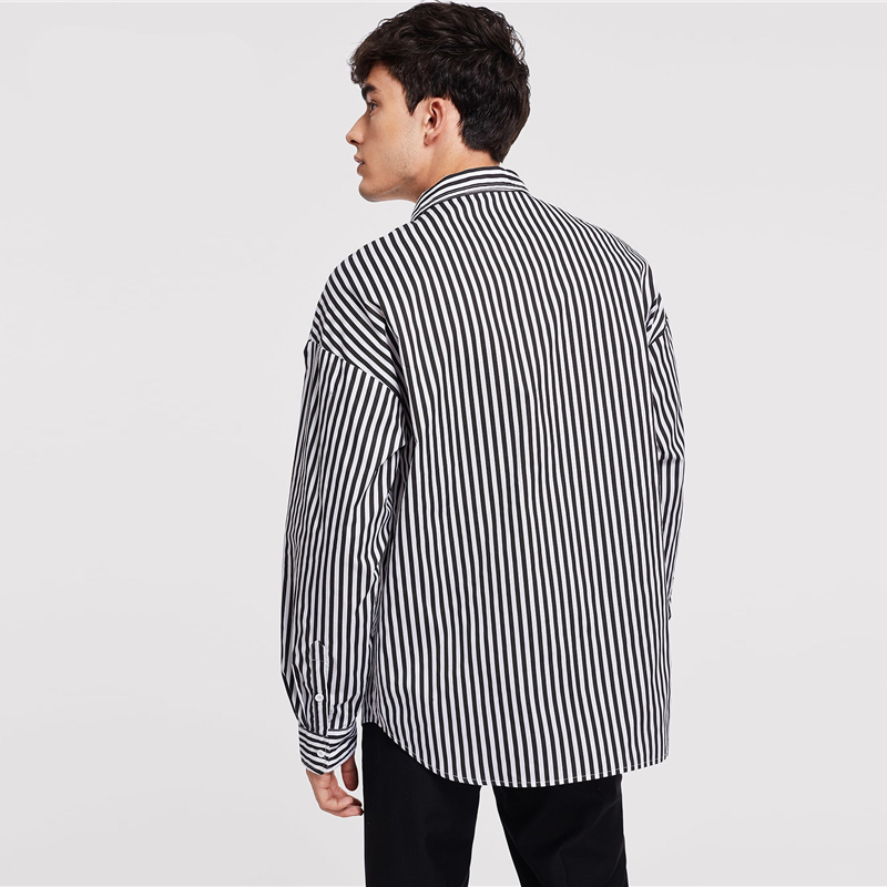Men Black And White Minimalist Shirt - Image 2