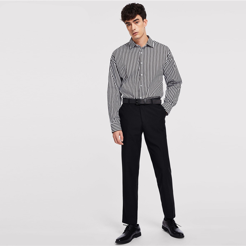 Men Black And White Minimalist Shirt - Image 3