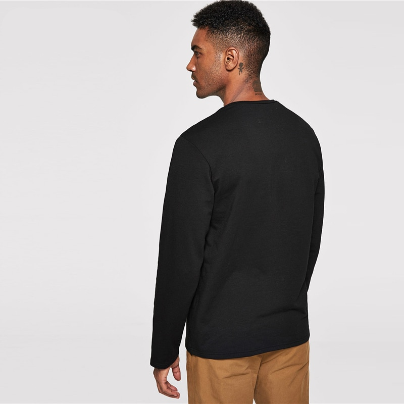 Men Black Camouflage Round Neck Long Sleeve Pullover - Image 3